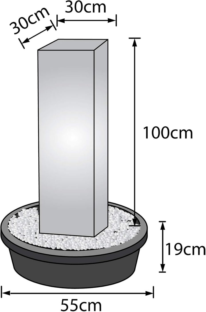 KÖHKO® Würfelbrunnen „Peru“ Höhe 119 cm Gartenbrunnen 31006 aus Cortenstahl mit LED-Beleuchtung Höhe