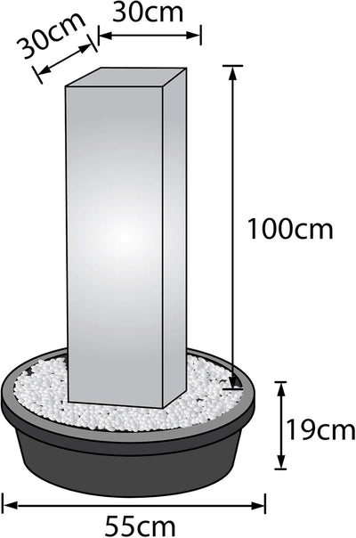 KÖHKO® Würfelbrunnen „Peru“ Höhe 119 cm Gartenbrunnen 31006 aus Cortenstahl mit LED-Beleuchtung Höhe