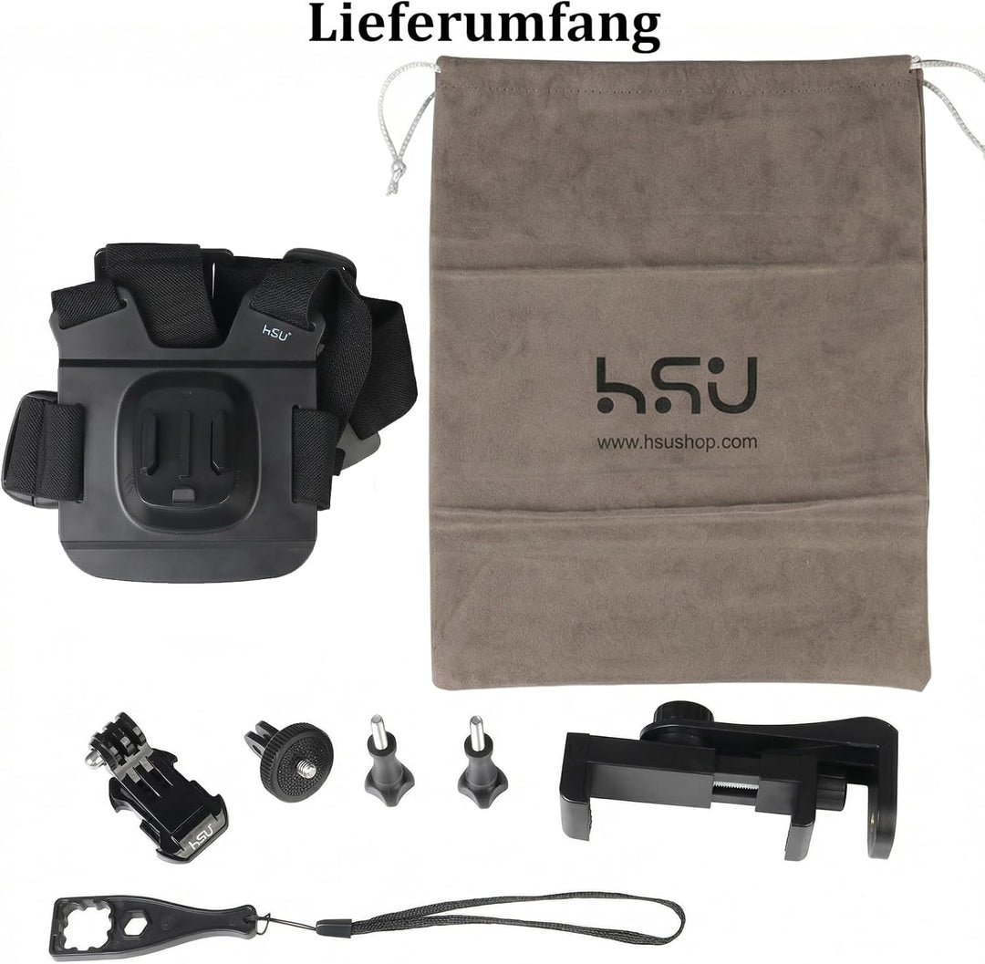 HSU Handy-Brusthalterung Brustgurt Handyhalterung, mit Schnellverschluss J-Hook Clip für Action Kame
