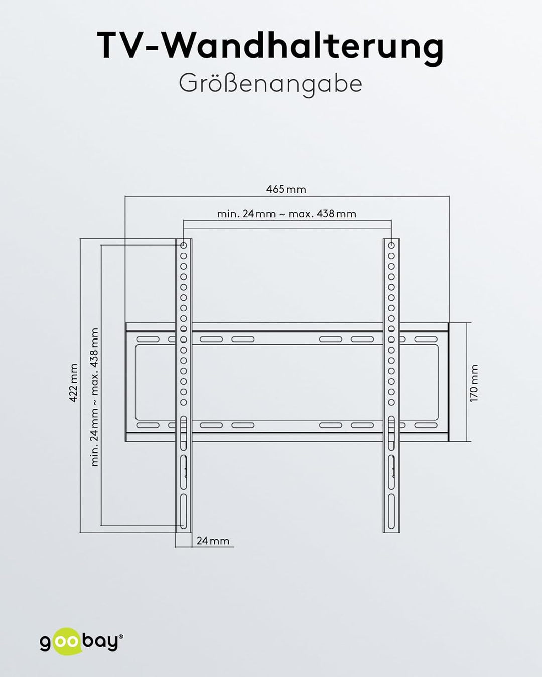 Goobay 49730 Wandhalterung 55 Zoll extra Flache Halterung für grosse Fernseher von 32 bis 55“ bis 35