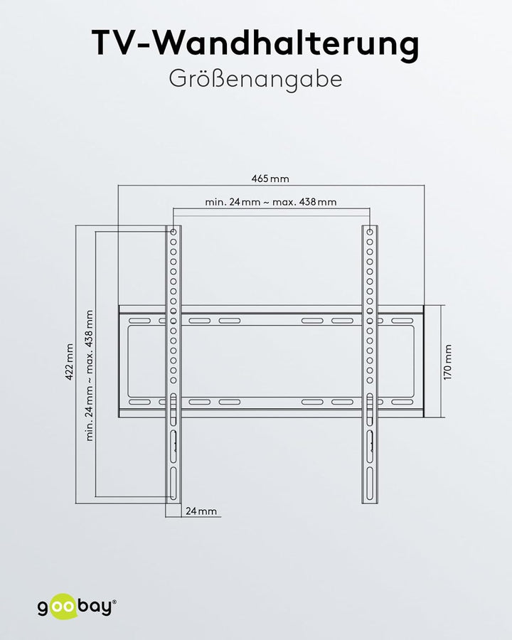 Goobay 49730 Wandhalterung 55 Zoll extra Flache Halterung für grosse Fernseher von 32 bis 55“ bis 35