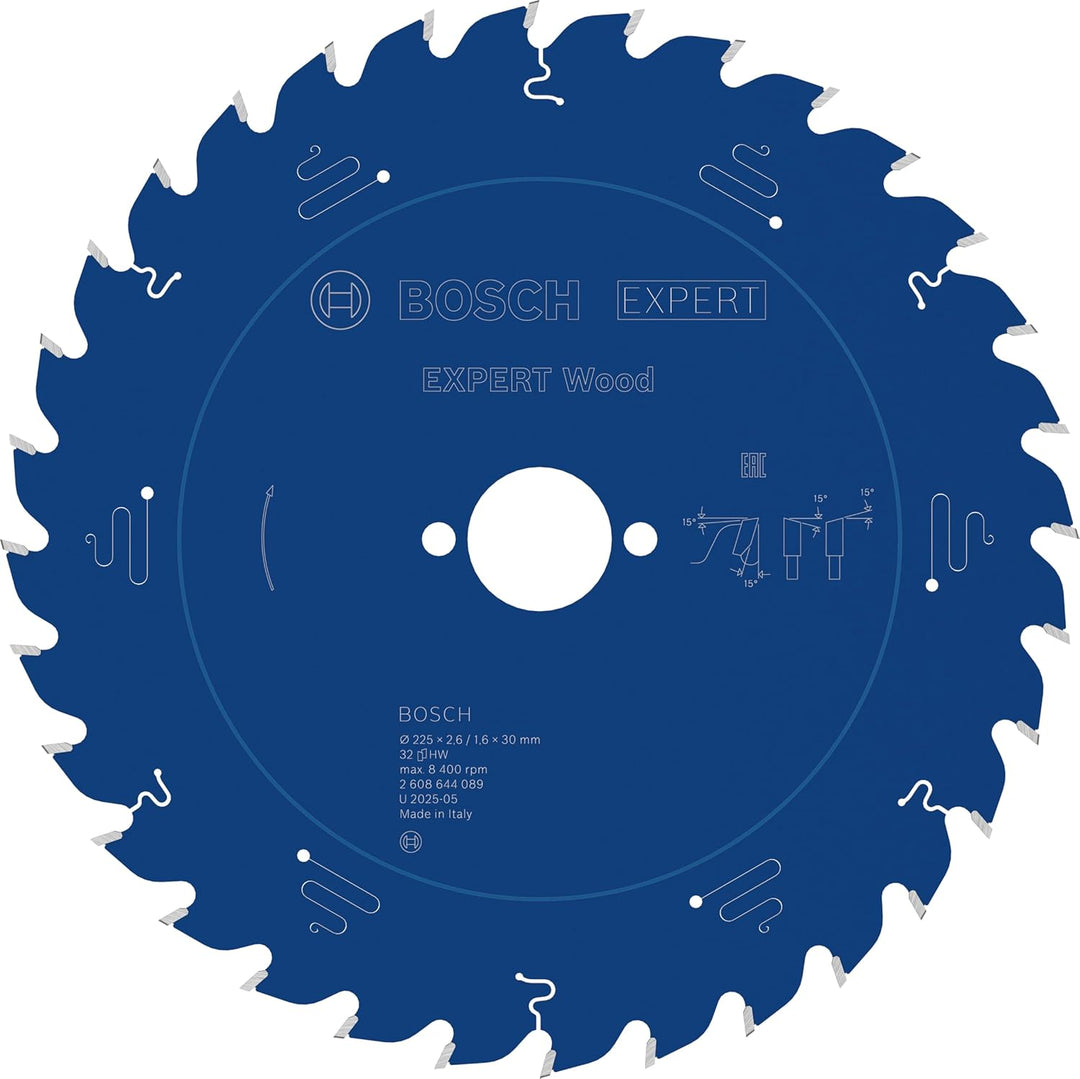Bosch Professional 1x Kreissägeblatt Expert for Wood (Holz, Sägeblatt Ø 225 x 30 x 2,6 mm, 32 Zähne,