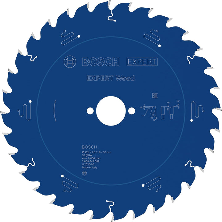 Bosch Professional 1x Kreissägeblatt Expert for Wood (Holz, Sägeblatt Ø 225 x 30 x 2,6 mm, 32 Zähne,
