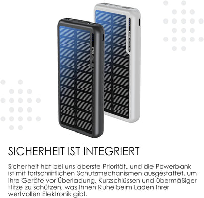 Boompods Obi Solar 10000mAh Solar Powerbank - Ladegerät mit Schnellladefunktion, Hochleistungs-Akku,