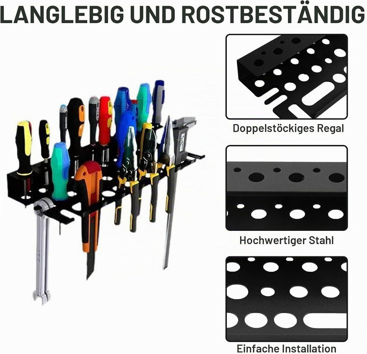 ROSYLEVE Wandmontierter Werkzeug-Organizer 40cm Wandmontierter Werkzeughalter Metall Werkzeuglagerre