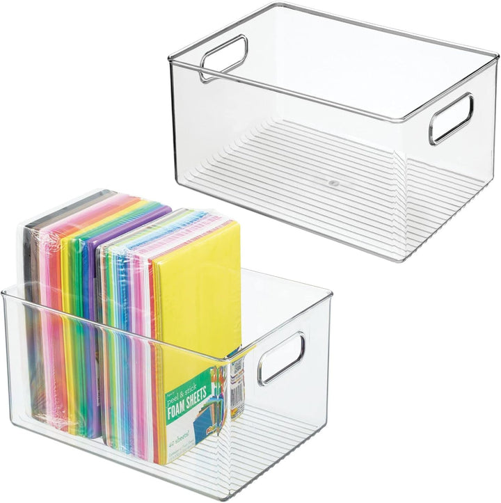 mDesign Ablagebox mit integrierten Griffen – grosse Aufbewahrungsbox für Make-up, Handtücher, Seifen
