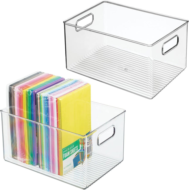 mDesign Ablagebox mit integrierten Griffen – grosse Aufbewahrungsbox für Make-up, Handtücher, Seifen