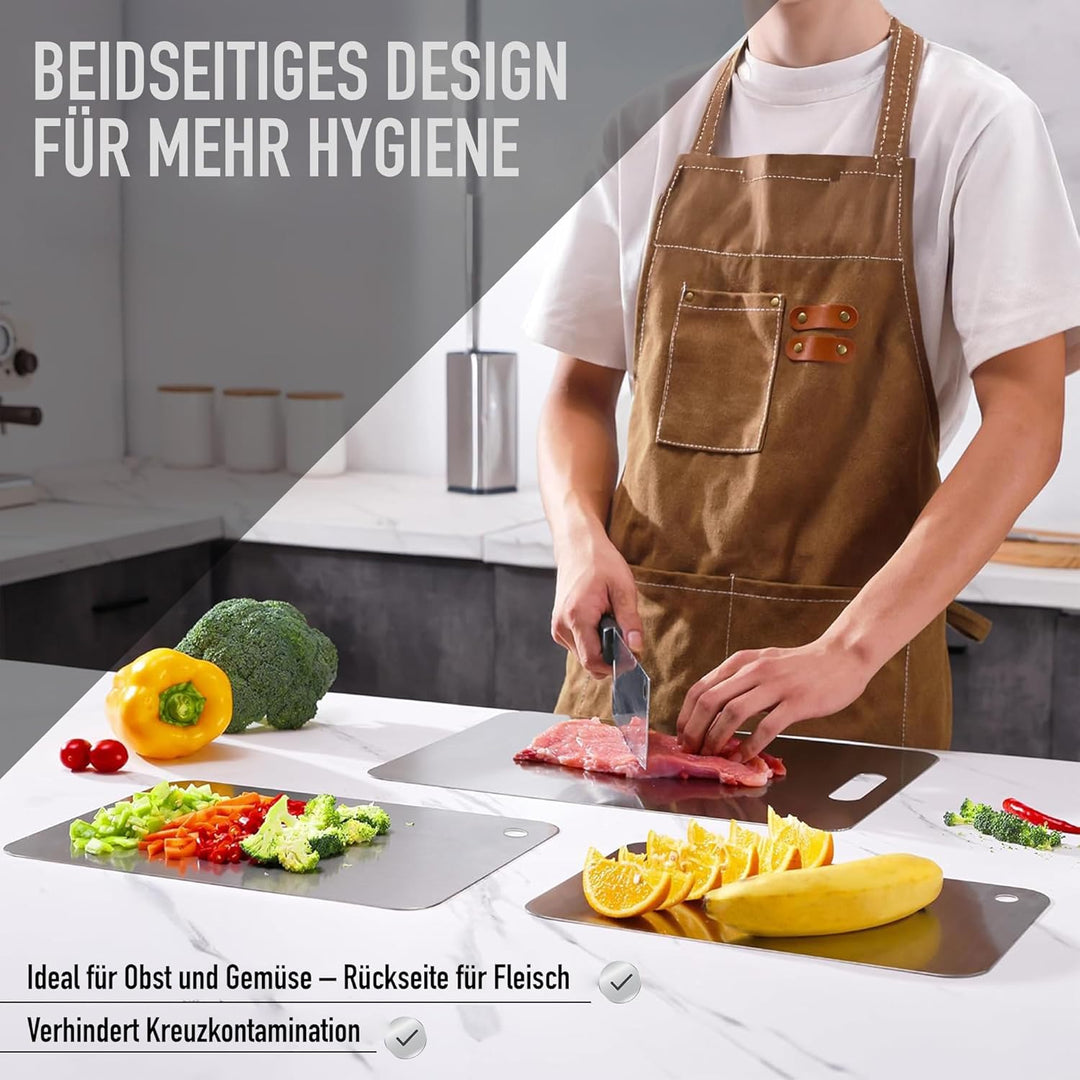 SET 2 – Schneidebretter a Titanlegierung für die Küche - Schneidebrett aus Edelstahl SUS304 + Haken