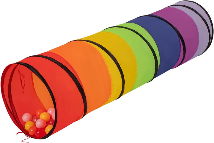 Selonis Pop-Up Tunnel Mit 200 Bälle Für Kinder Krabbel Spieltunnel, Mehrfarbig:Transparent/Gelb/Pude