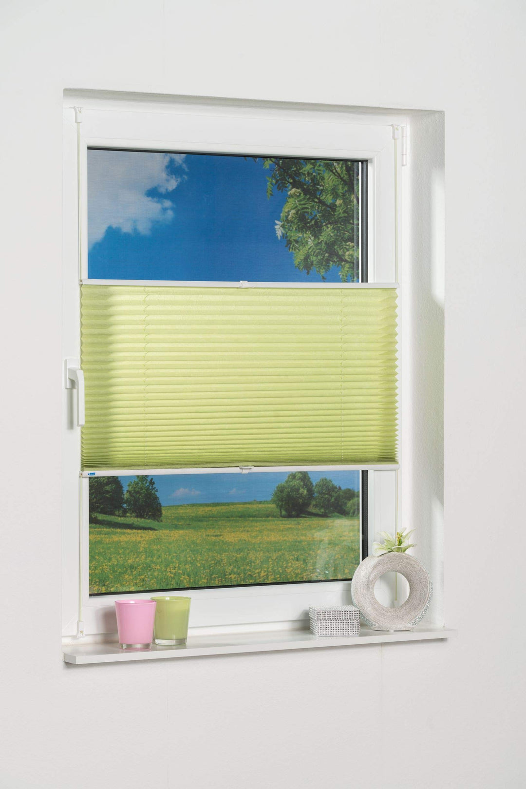 K-home Klemmfix-Plissee Grün 75 x 130 cm (B x L) Lichtschutz +++ Moderne Crushed Optik +++ 75 x 130