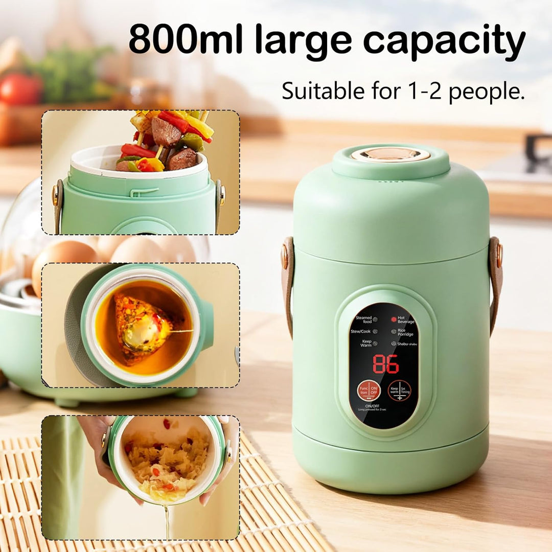 Elektrischer Hot Pot, Tragbarer Elektrischer Topf 800ML Ramen-Kocher mit 6 Modi & Timer Reise-Kochto