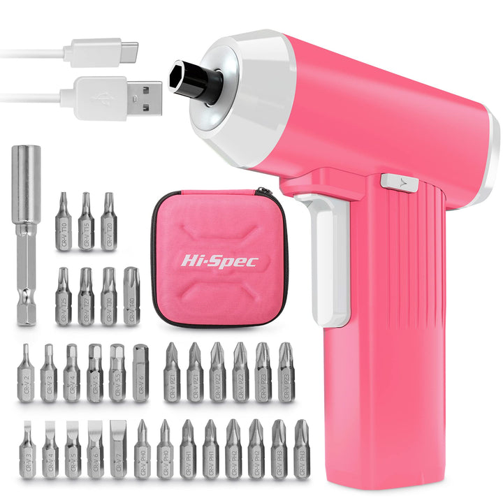 Hi-Spec 3.6V USB Wiederaufladbarer Elektrischer Akku Schraubendreher in Pink Rosa: Mini elektrischer