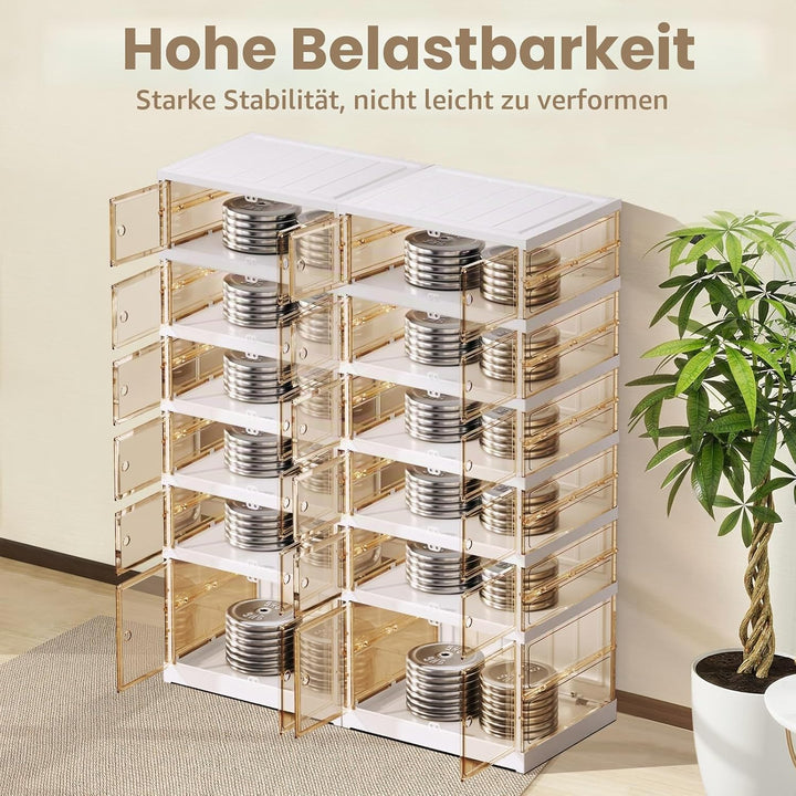 ELPHECO 6 Ebene Faltbares Schuhregal 2er Set Faltbare Schuhaufbewahrungsboxen für den Eingangsbereic