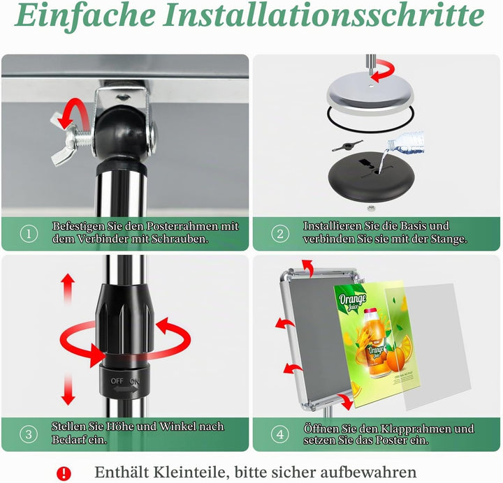Mutualsign Infoständer A3 Aluminium Plakatständer Höhenverstellbar Posterständer Informationsständer