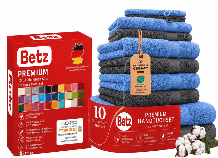 Betz 10-TLG. Handtuch-Set Premium 100% Baumwolle 2 Duschtücher 4 Handtücher 2 Gästetücher 2 Waschhan