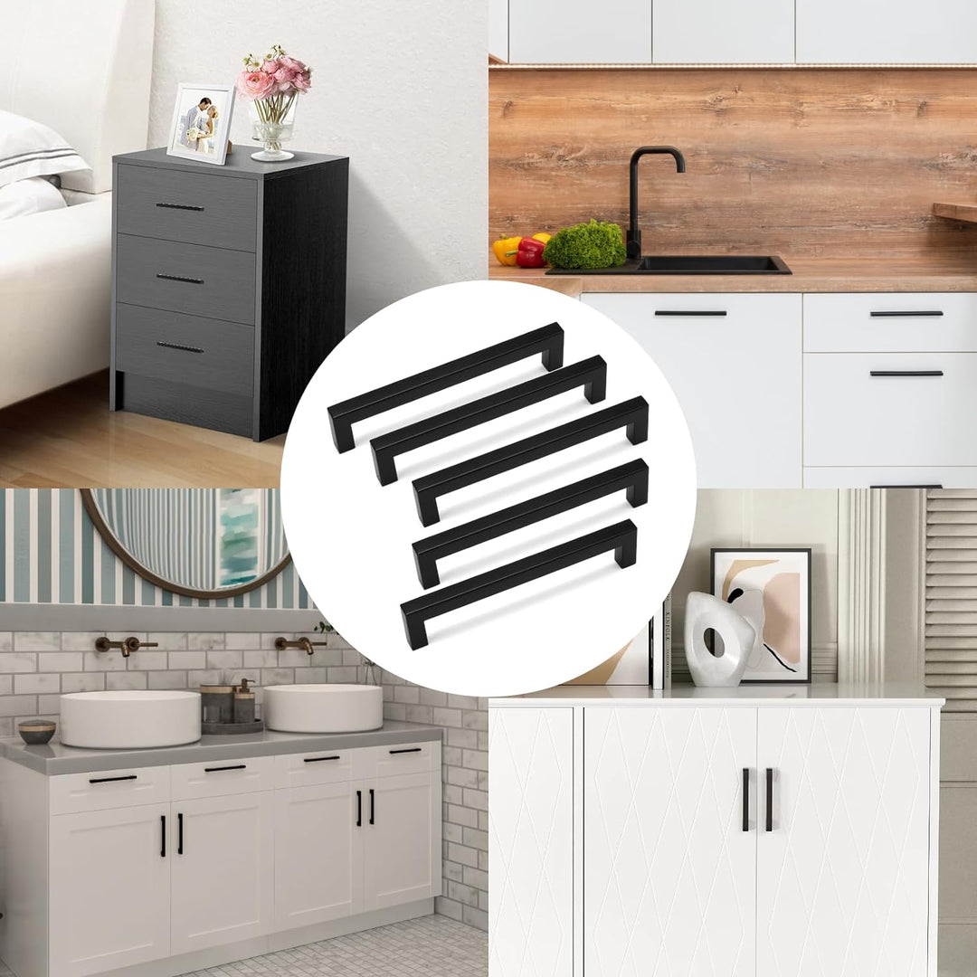 HauSun 15 Stück Möbelgriffe 160mm Schwarz Küchengriffe aus Edelstahl Schrankgriffe mit Schrauben Tür