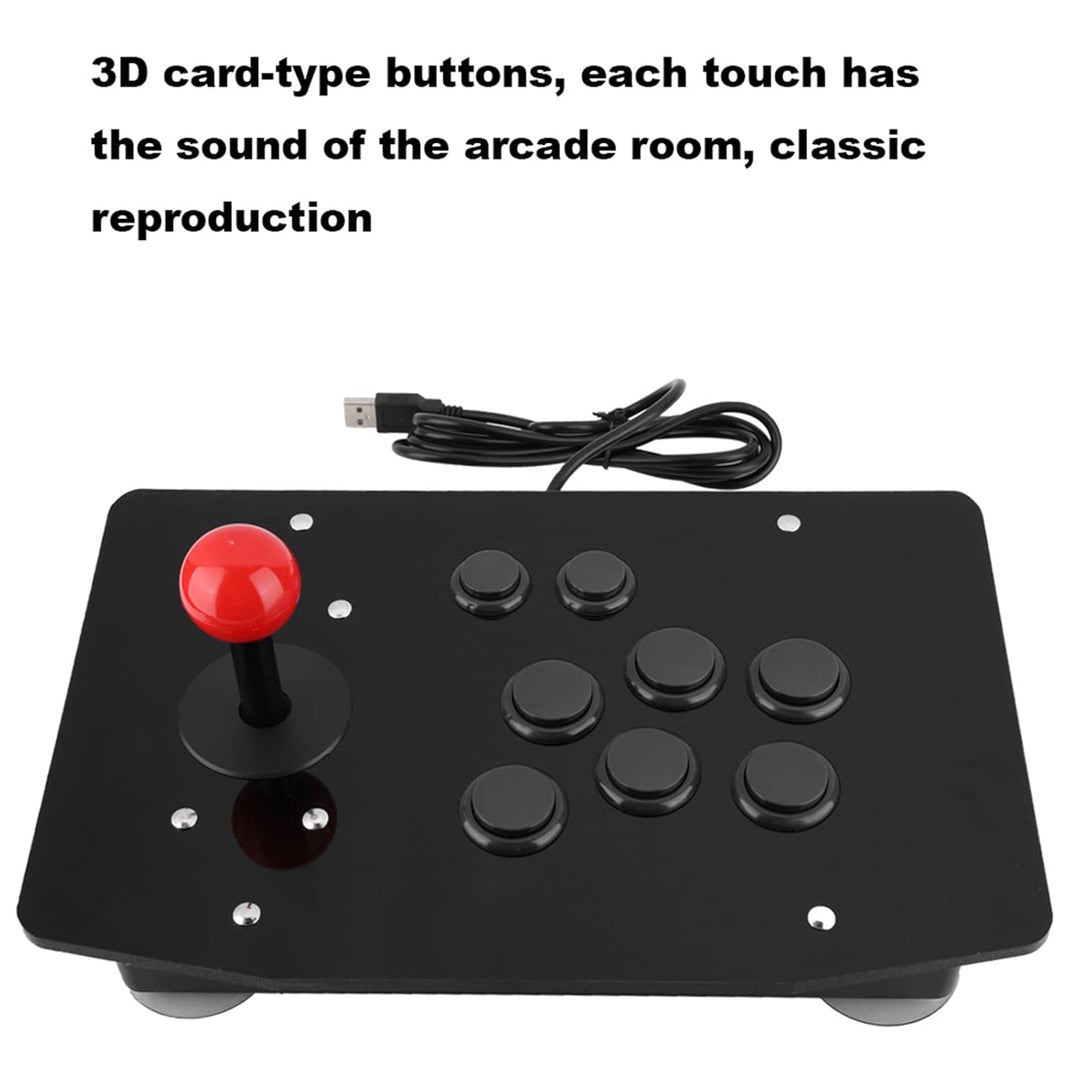 Arcade Fight Stick mit 8 Tasten Joystick Game Handle Controller für PC (Schwarz)