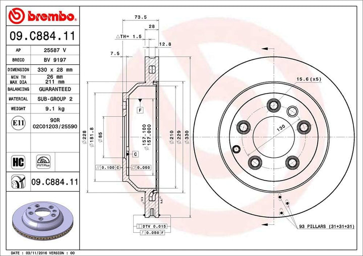 BREMBO 09.C884.11 Bremsscheiben