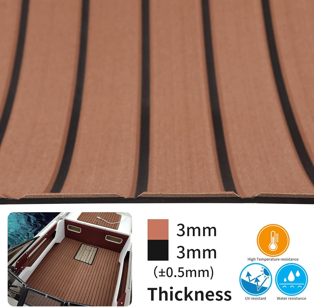 SenMore Eva Teak Selbstklebender Schaumboot Yachtboden rutschfeste Matte Marine Deckbeschläge für Bo
