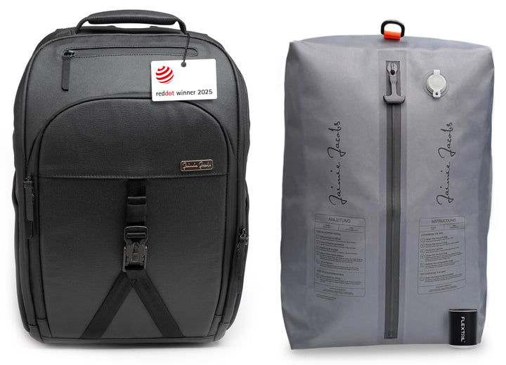 Jaimie Jacobs Smarter Business Rucksack mit Laptoptasche bis zu 16,1 Zoll, Geheimfach, Kofferfunktio