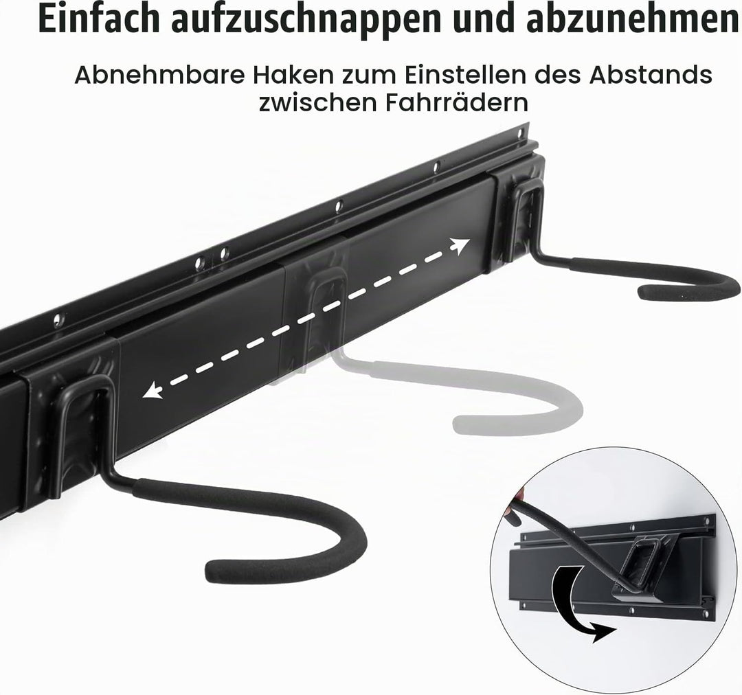Sinoer Fahrradwandträger,Wandhalterung für 6 Fahrräder + 5 Helme, Werkzeugaufbewahrungshaken einstel