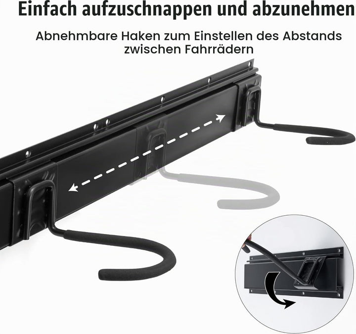 Sinoer Fahrradwandträger,Wandhalterung für 6 Fahrräder + 5 Helme, Werkzeugaufbewahrungshaken einstel