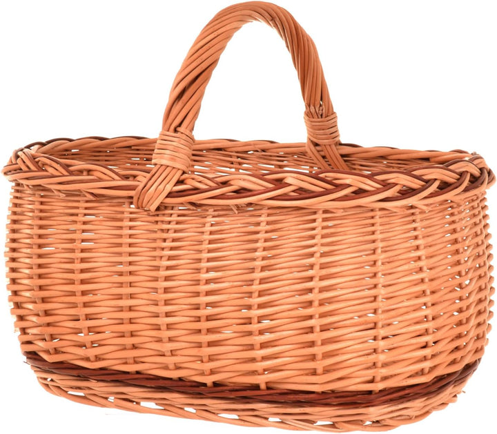 Einkaufskorb gross geflochten 47 x 35 x 33 cm Natural Henkelkorb, Weidenkorb, Tragekorb mit henkel,