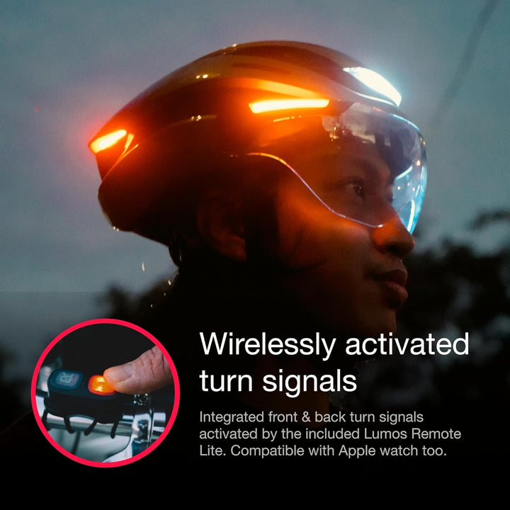 Lumos Ultra E-Bike Smart Helmet | NTA 8667 Certified | Front & Rear LED Lights | Retractable Face Sh