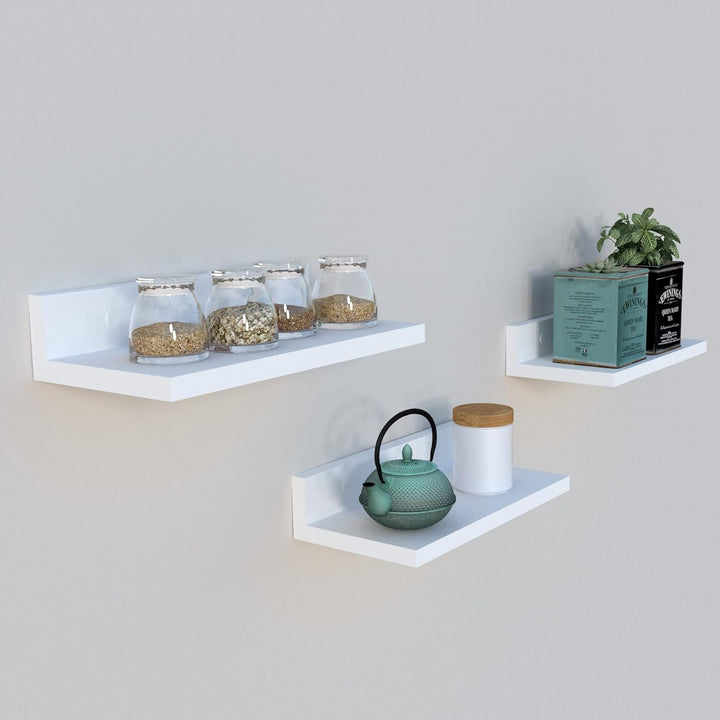 Henor Set mit 3 Wandregalen aus FSC® Holz 35 x 17 x 7.5 cm. Weiss 3x35 Weiss, 3x35 Weiss