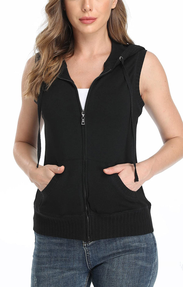 MISS MOLY Damen Ärmellos Kapuzenpullover Sweatjacke Hoodie Sweatshirt Weste mit Reissverschluss XL-X
