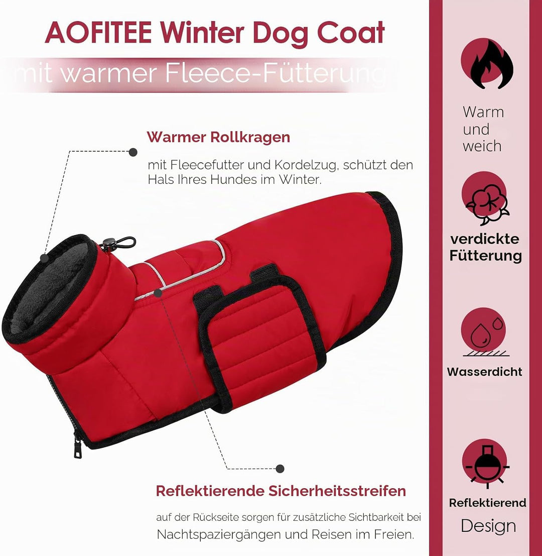 AOFITEE Hundemantel für Grosse Hunde, Warme 2XL Hundejacke Hundemantel, Rollkragen-Hundefleecejacke