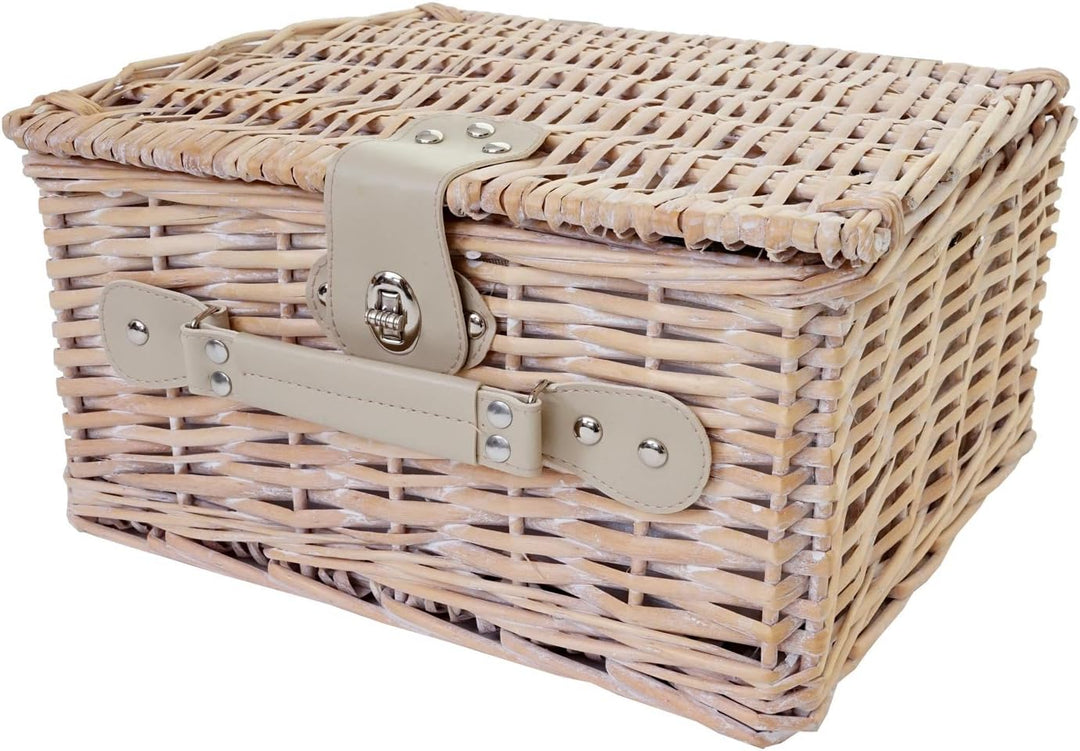Mendler Picknickkorb-Set-AM für 4 Personen, Picknicktasche + Kühlfach, Porzellan Glas Edelstahl, bei