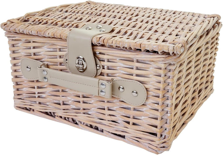 Mendler Picknickkorb-Set-AM für 4 Personen, Picknicktasche + Kühlfach, Porzellan Glas Edelstahl, bei