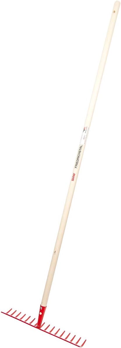SHW-FIRE Effizientes Gärtnern mit 16 Zinken Rechen und 40cm Breiten Strassenbesen - Holzstiel inklus