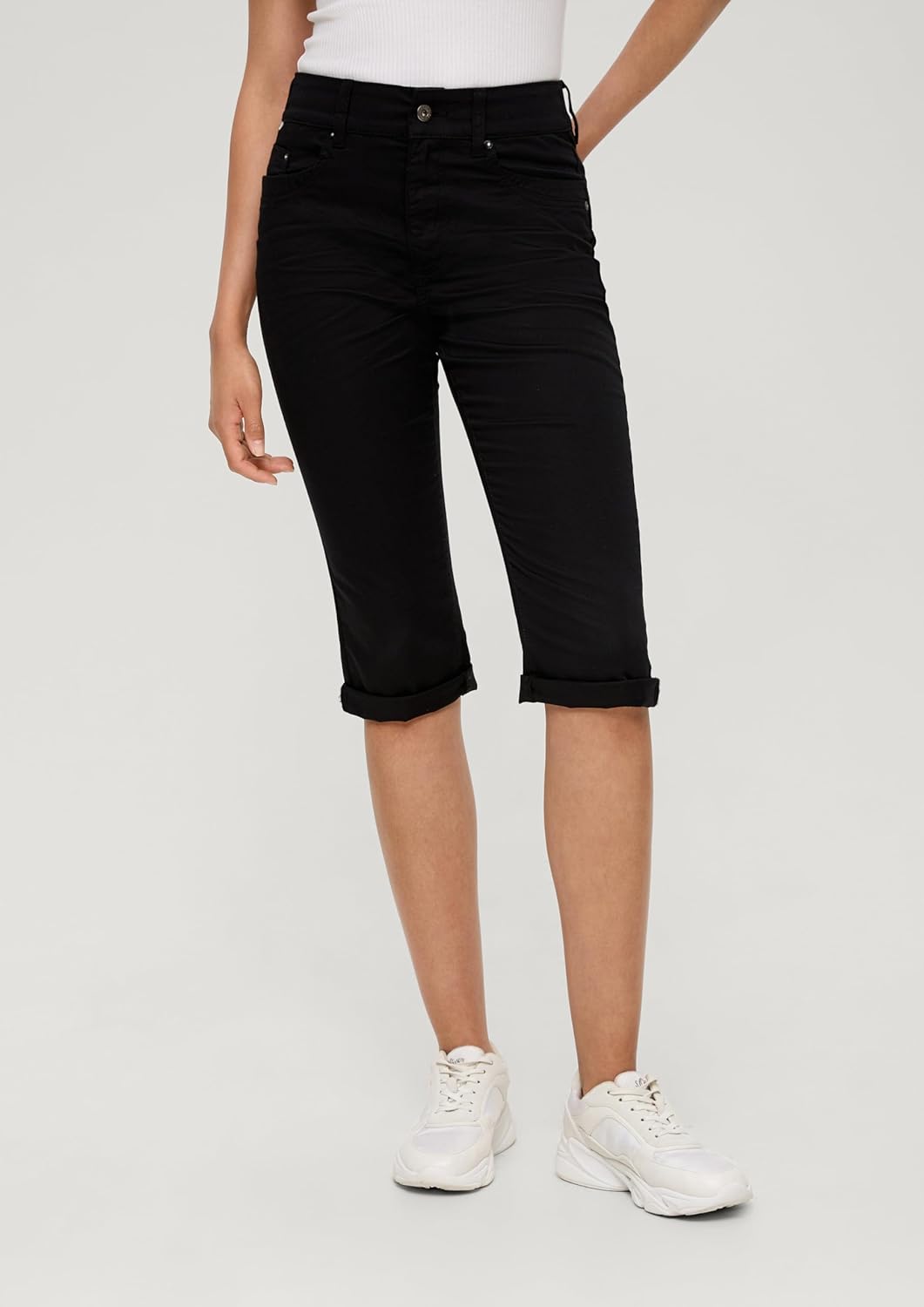 s.Oliver Damen Capri, Slim Fit, Schwarz