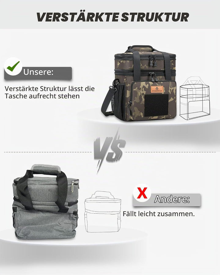 HSHRISH Taktische Lunchtasche, doppellagige isolierte grosse Kühltasche für Herren Erwachsene wasser