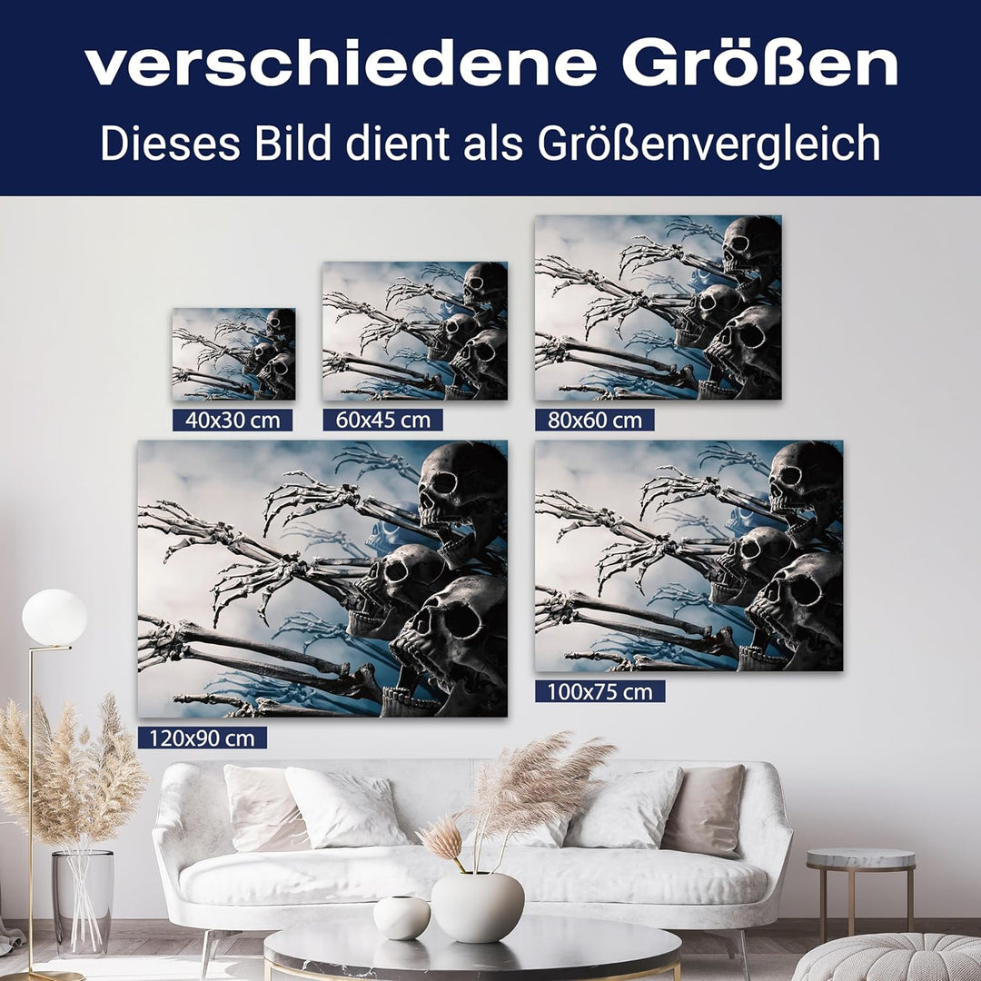 wandmotiv24 Leinwand-Bilder Totenköpfe, Grösse 60x45cm, Querformat, Totenkopf Zombies, Knochen, Arme
