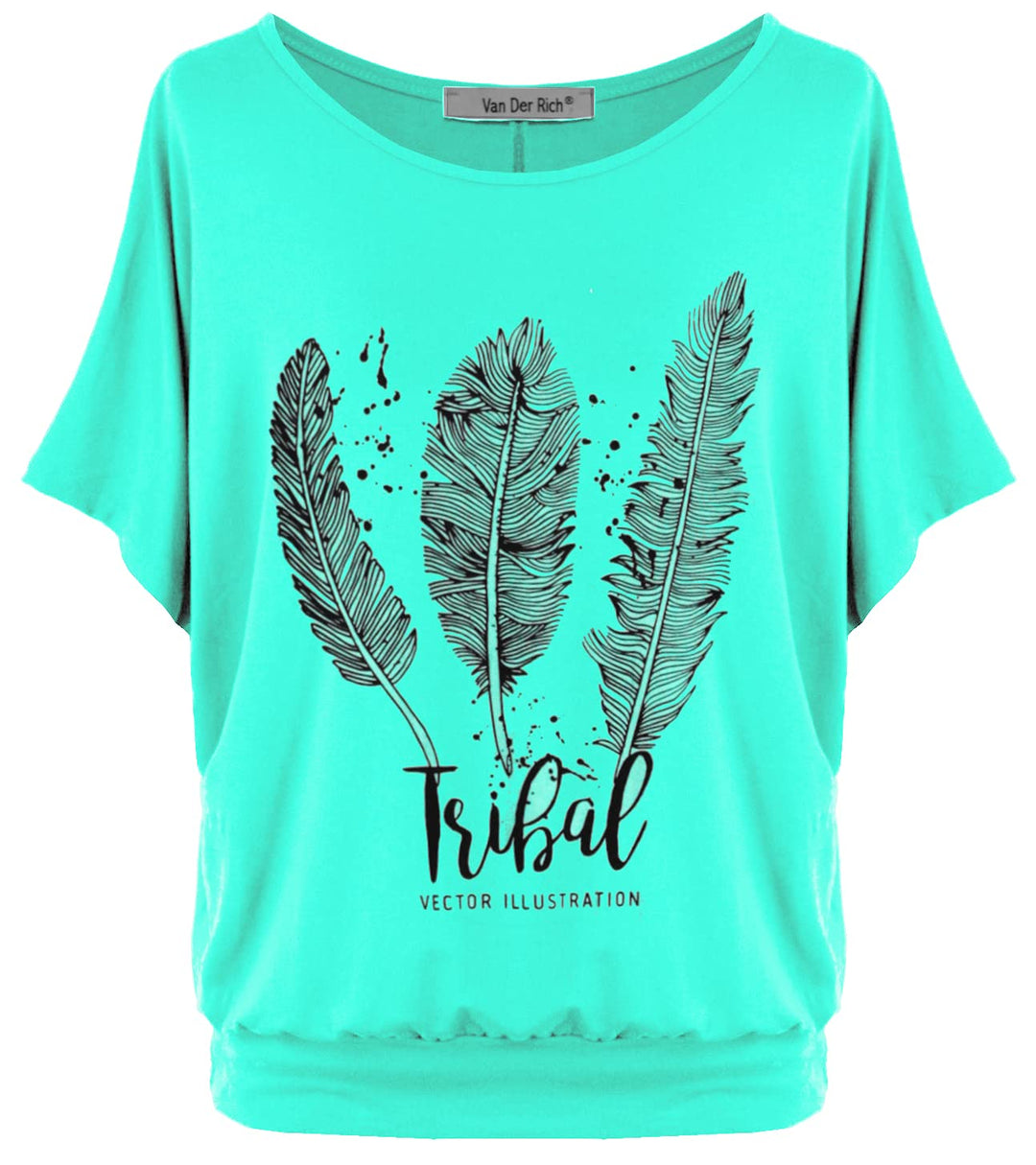 Van Der Rich ® - Oversize T-Shirt mit Fledermausärme - Damen #Feder-aqua L, #Feder-aqua L