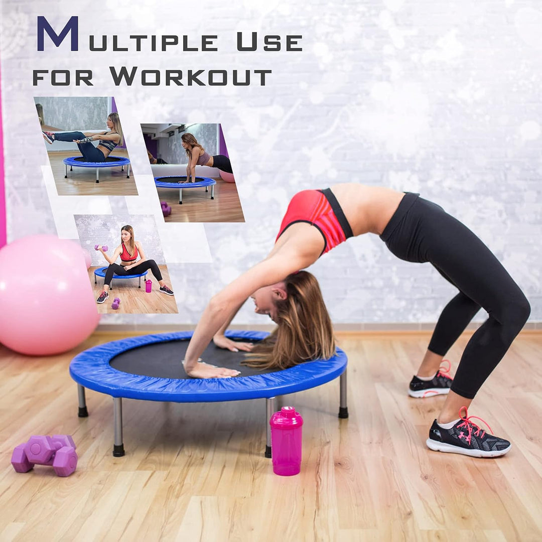 LIFEZEAL Faltbares Fitness-Trampolin Ø 97 cm, Mini-Trainingstrampolin mit Federn, robuster Stahlrahm