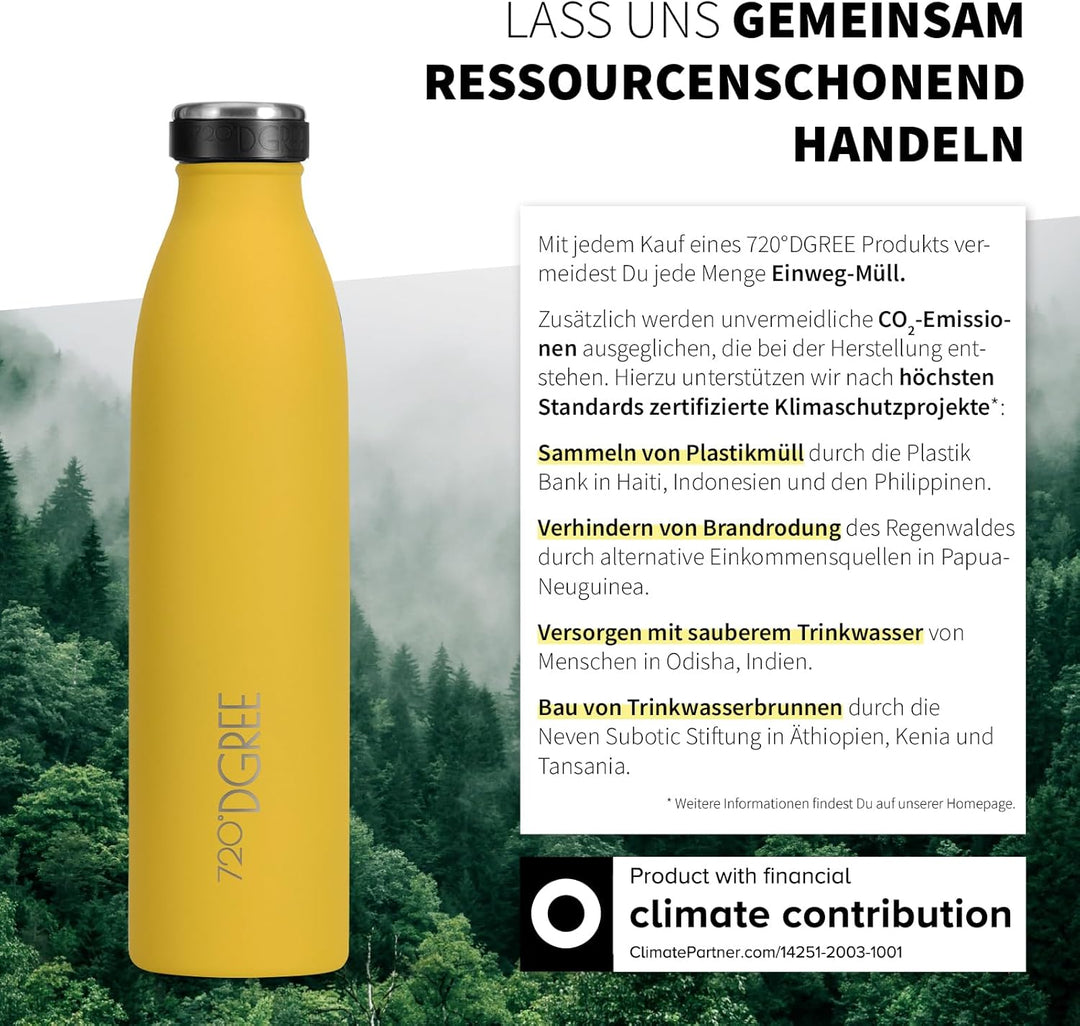 720°DGREE Edelstahl Trinkflasche “milkyBottle” - 1L - BPA-Frei, Auslaufsicher, Kohlensäure geeignet