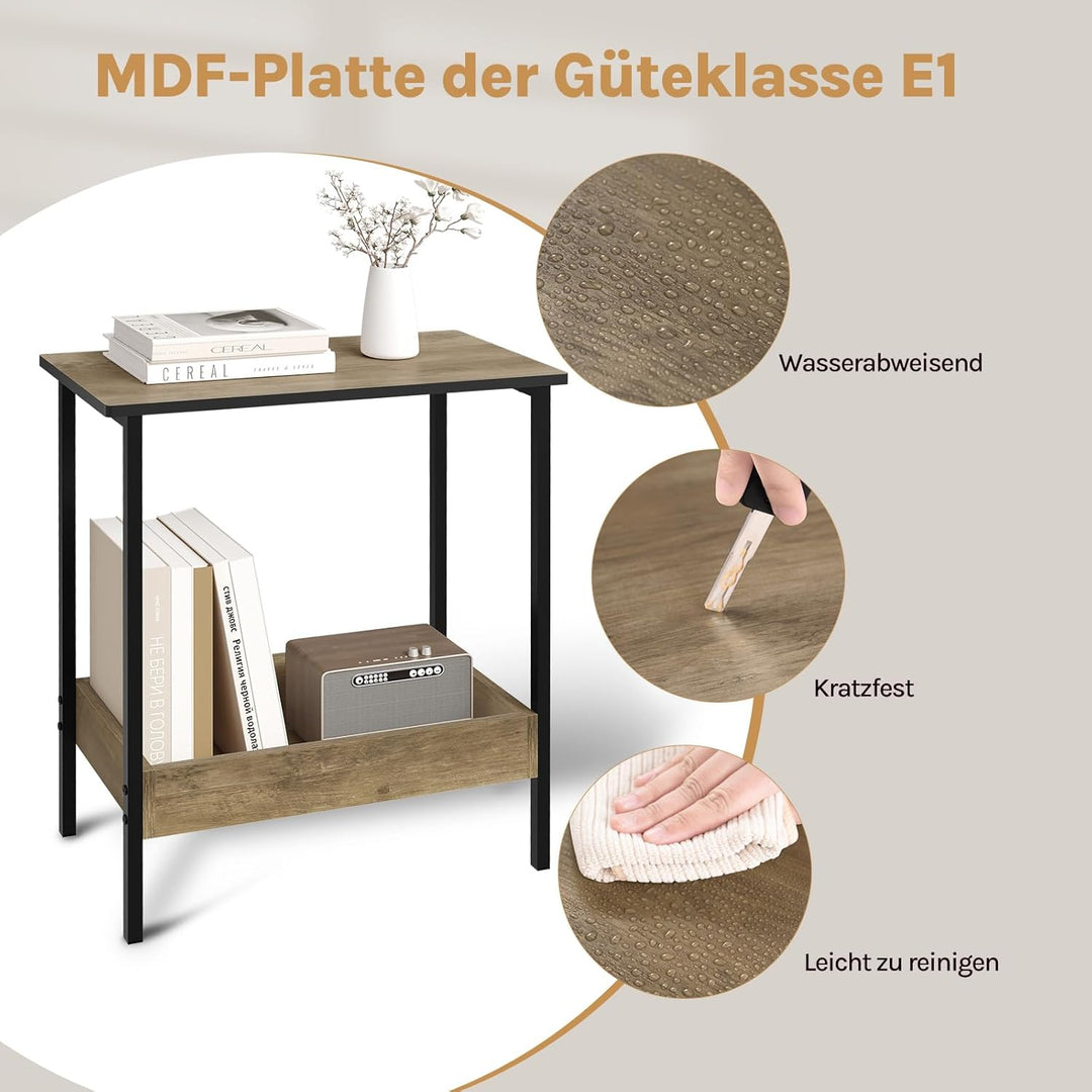 WOLTU Beistelltisch, Couchtisch mit 2 Ablagen, Konsolentisch mit Stauraum im Wohnzimmer, Wohnzimmert