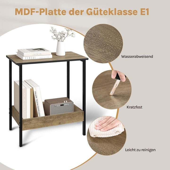 WOLTU Beistelltisch, Couchtisch mit 2 Ablagen, Konsolentisch mit Stauraum im Wohnzimmer, Wohnzimmert