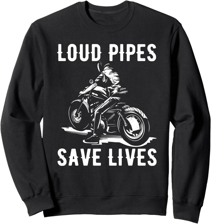 Biker Herren Loud Pipes Chopper Vintage Motorrad Männer Sweatshirt