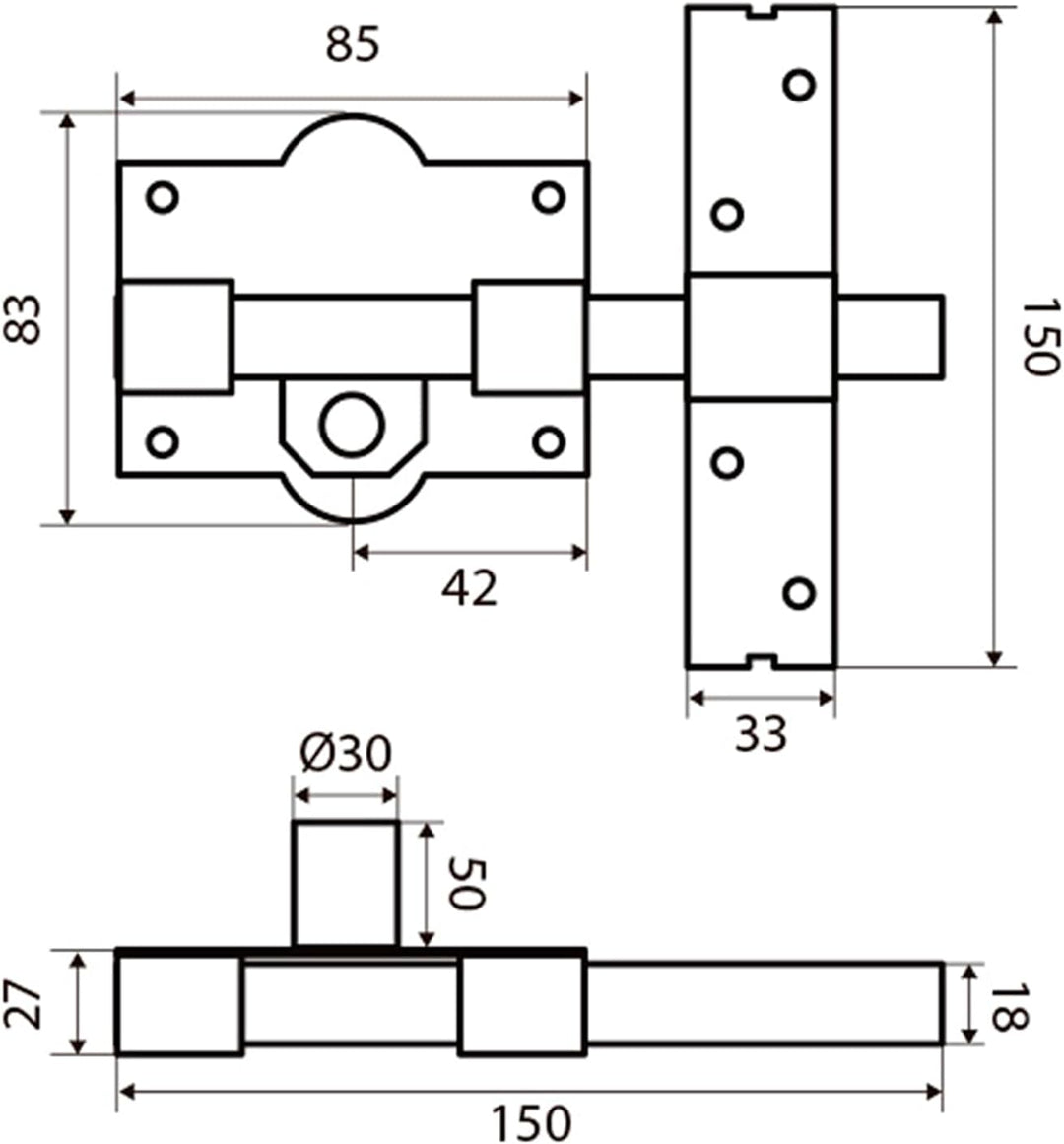 Fac 80 Uve Riegelschloss, goldfarben