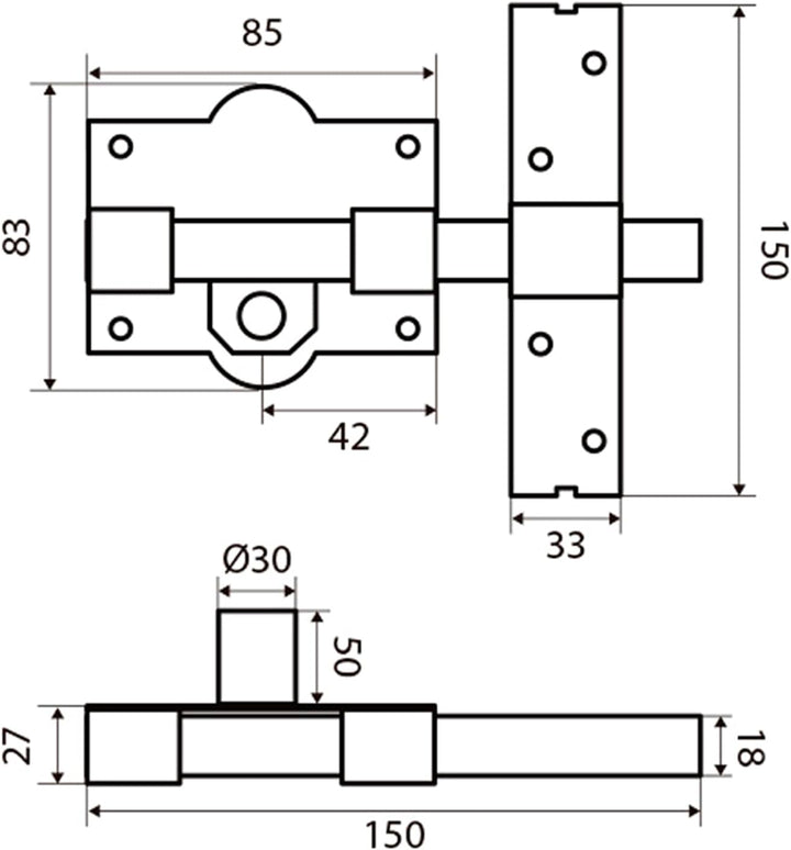 Fac 80 Uve Riegelschloss, goldfarben
