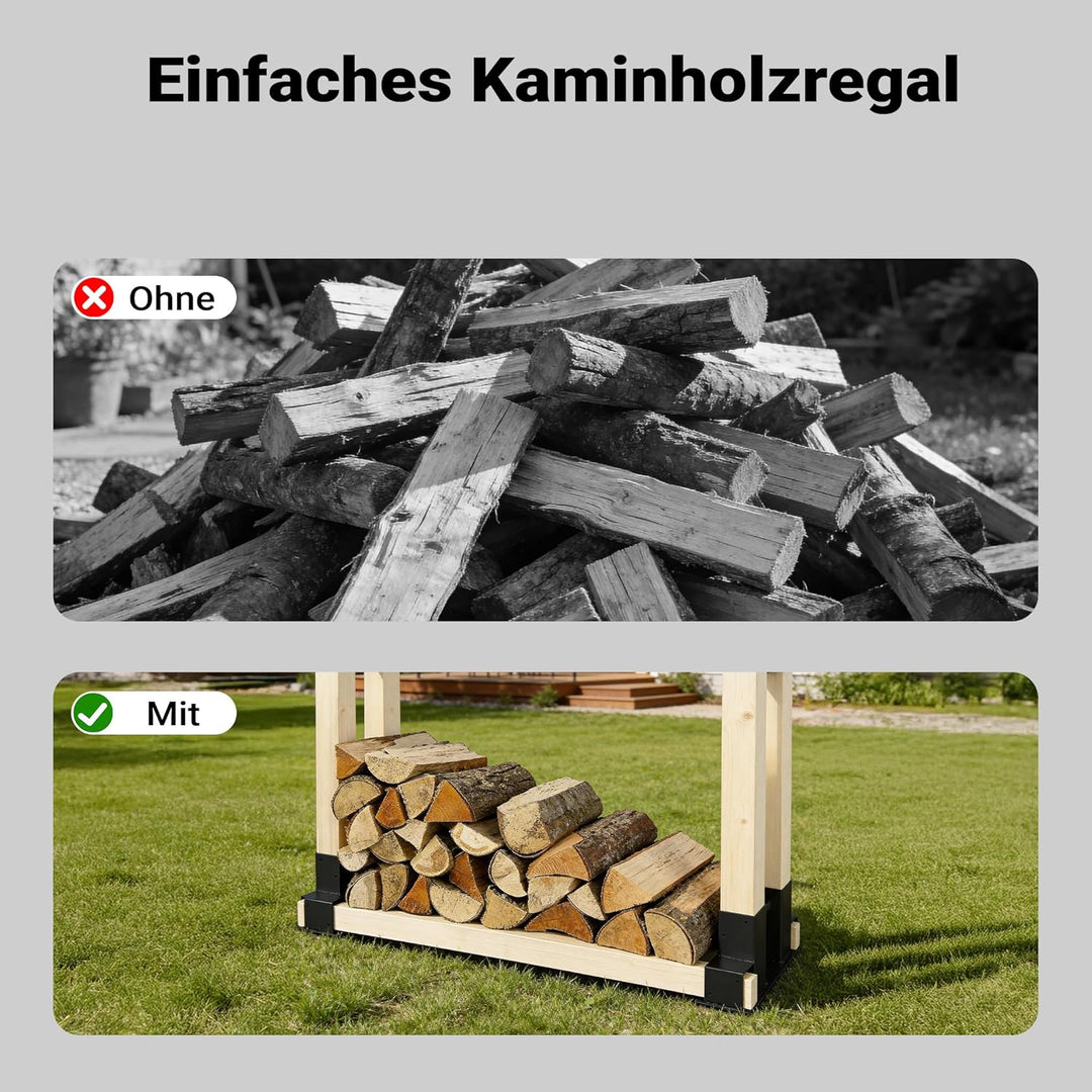Wiltec Holzstapelhilfe für Kaminholz im 2er Set, Brennholz Stapelhilfe Gestell für Holz