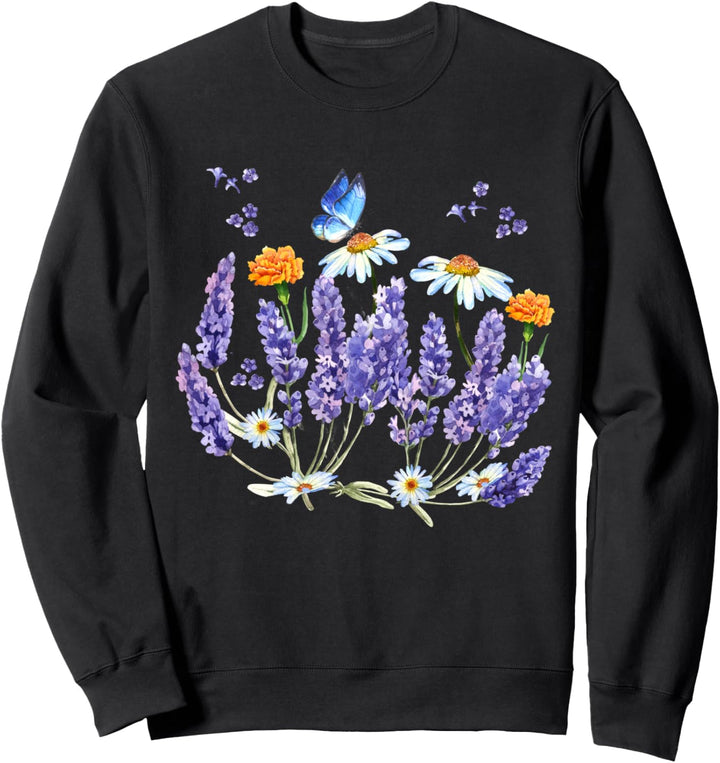 Lavendelpflanze, Schmetterling, Kräuter, Wildblume, Botanisches Geschenk Sweatshirt