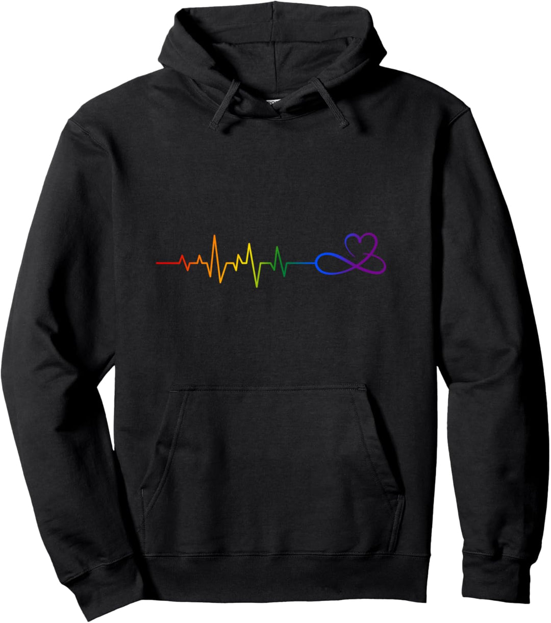 Queer CSD Gay Pride Month Regenbogen Herzschlag LGBT Pullover Hoodie