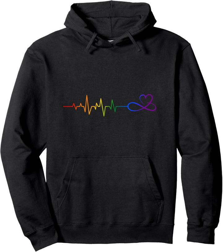 Queer CSD Gay Pride Month Regenbogen Herzschlag LGBT Pullover Hoodie