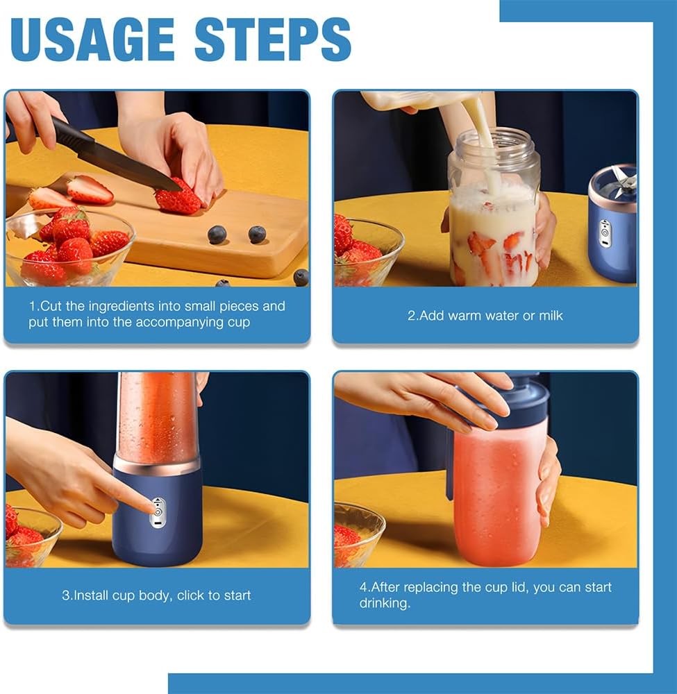 Tragbarer Mixer, 400ml Mixer Smoothie Maker to Go mit Digitalanzeige, Portabler Elektrischer Saftpre